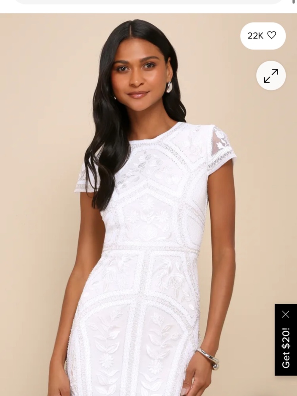 Lulu's White Embellished Floral Sequin Mini Dress - Picture 4 of 6